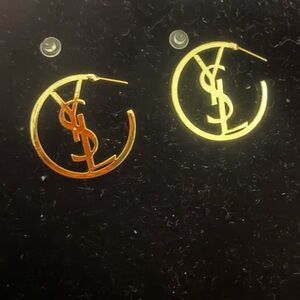 Gold hoop Logo Earrings